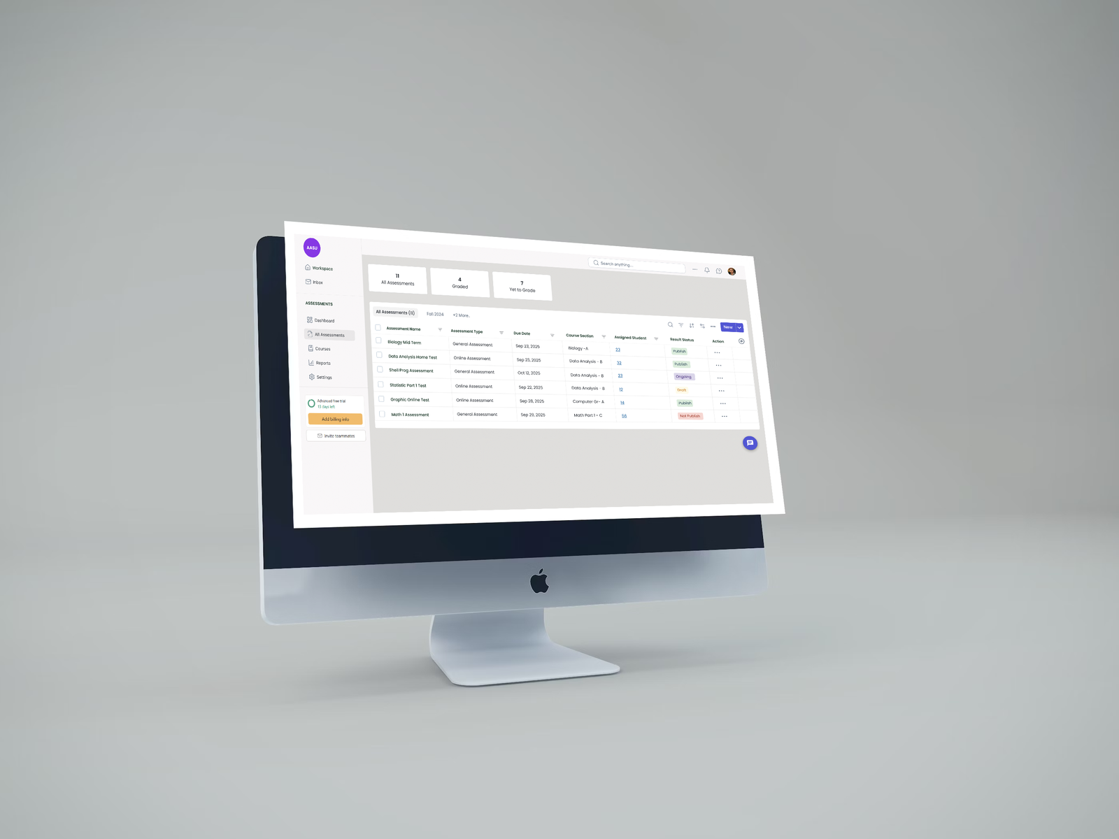 Higher education SaaS application for grades and student progress tracking
