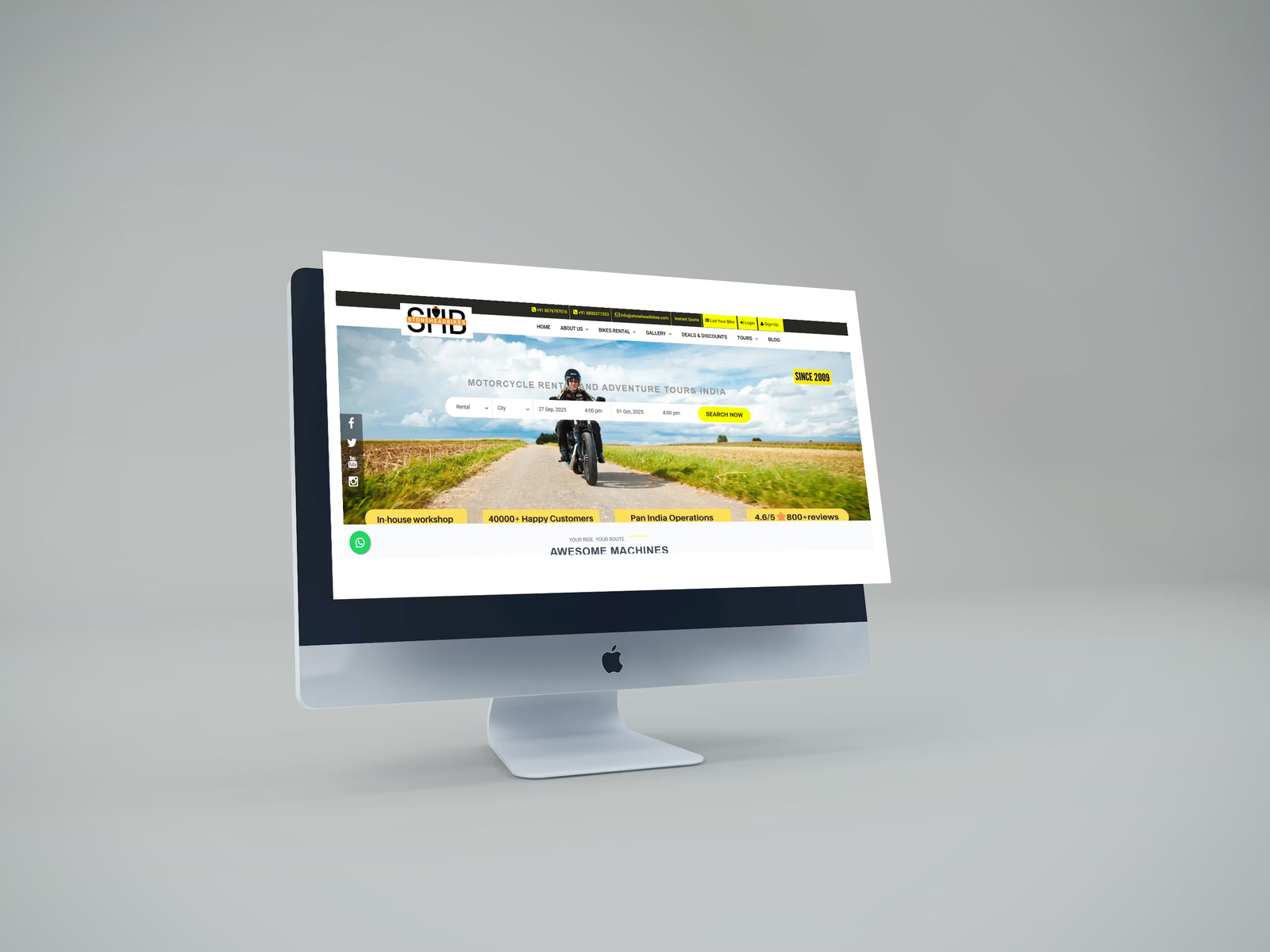 Motorcycle rental and adventure tours booking website for India